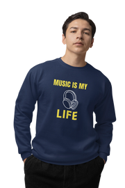 Music Is My Life Men Regular Fit Sweatshirt 320 Navy Blue Regular Fit Sweatshirt - Premium Cotton Men Wear