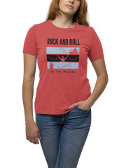 Rock N Roll With Music Women Oversized 240 Red Oversized - Premium Cotton Women Wear