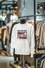 White Regular Fit Sweatshirt - Rock N Roll With Music Women Regular Fit Sweatshirt 320 Design | Women Fashion