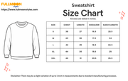 Fullmoon Styles | Regular Fit Sweatshirt Size Chart